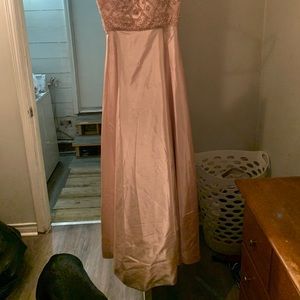 Old prom dress and blue denim jacket